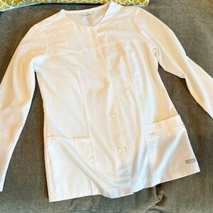 Jockey White Scrub Jacket Button Up Top